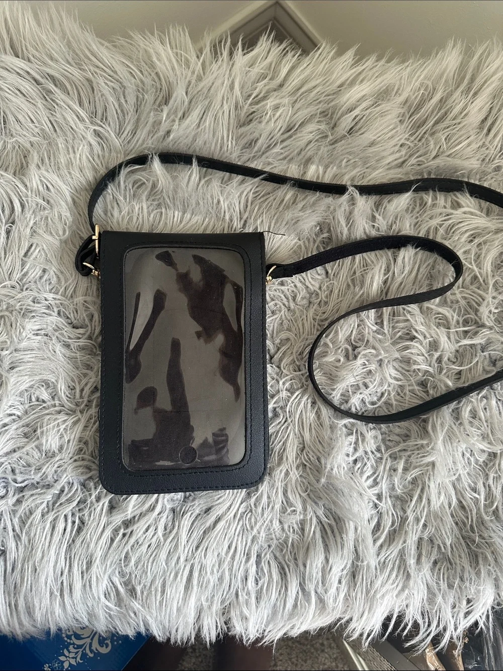Clear Front Black Crossbody Phone Bag